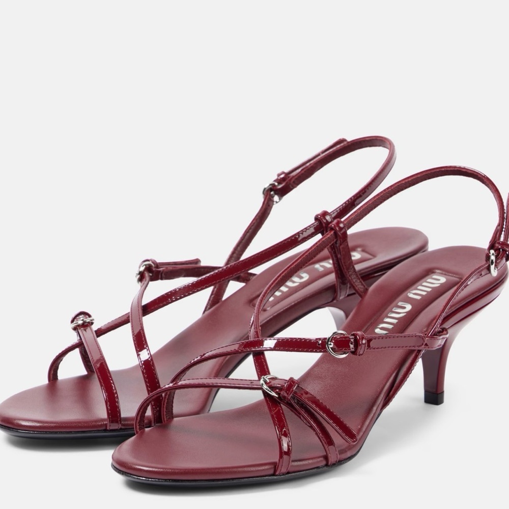 Miu Miu Patent Leather Burgundy Strappy Sandals